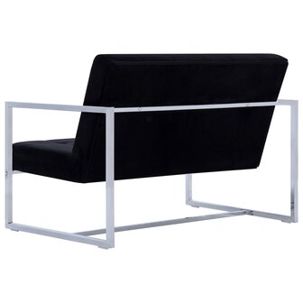 Tweezitsbank met armleuningen chroom en fluweel zwart 8719883588476 5