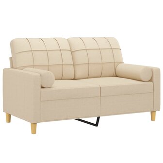 Tweezitsbank met sierkussens 120 cm stof cr&egrave;mekleurig 8721012057432 3
