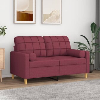 Tweezitsbank met sierkussens 120 cm stof wijnrood 8721012057470 1