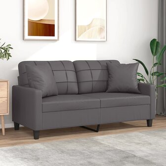 Tweezitsbank met sierkussens 140 cm kunstleer grijs 8721012057722 1