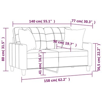Tweezitsbank met sierkussens 140 cm kunstleer grijs 8721012057722 8