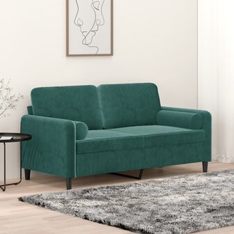 Tweezitsbank met sierkussens 140 cm fluweel donkergroen 8721012058507 1