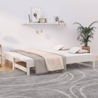 Slaapbank uitschuifbaar massief grenenhout wit 2x(90x200) cm 8720845639051 1