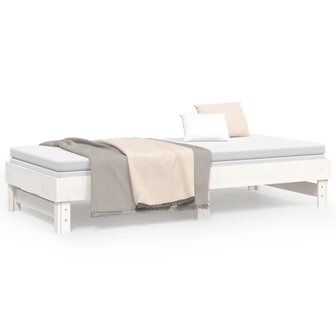 Slaapbank uitschuifbaar massief grenenhout wit 2x(90x200) cm 8720845639051 5