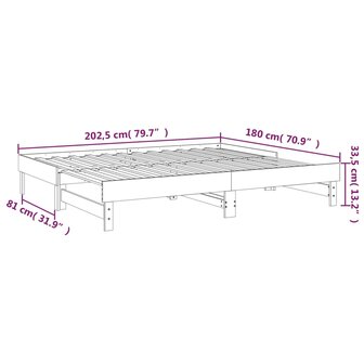 Slaapbank uitschuifbaar massief grenenhout wit 2x(90x200) cm 8720845639051 12