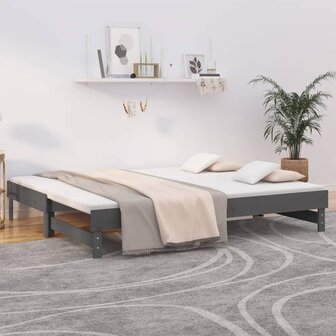 Slaapbank uitschuifbaar massief grenenhout grijs 2x(90x200) cm 8720845639068 1