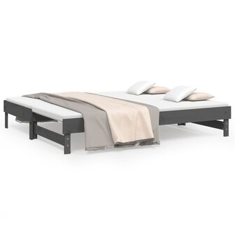 Slaapbank uitschuifbaar massief grenenhout grijs 2x(90x200) cm 8720845639068 2