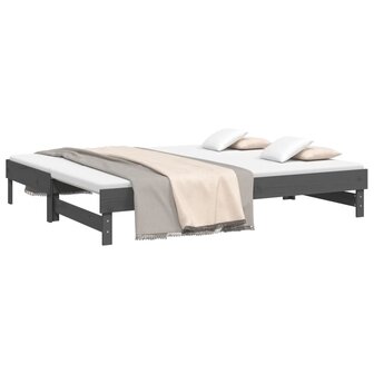 Slaapbank uitschuifbaar massief grenenhout grijs 2x(90x200) cm 8720845639068 3