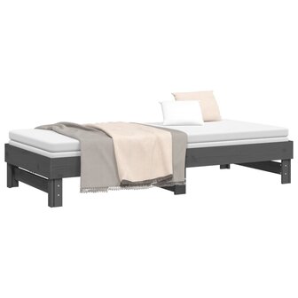 Slaapbank uitschuifbaar massief grenenhout grijs 2x(90x200) cm 8720845639068 6
