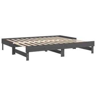 Slaapbank uitschuifbaar massief grenenhout grijs 2x(90x200) cm 8720845639068 7