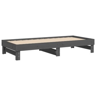 Slaapbank uitschuifbaar massief grenenhout grijs 2x(90x200) cm 8720845639068 8