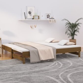Slaapbank uitschuifbaar grenenhout honingbruin 2x(90x200) cm 8720845639075 1