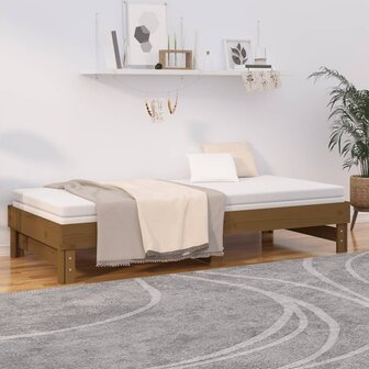 Slaapbank uitschuifbaar grenenhout honingbruin 2x(90x200) cm 8720845639075 4
