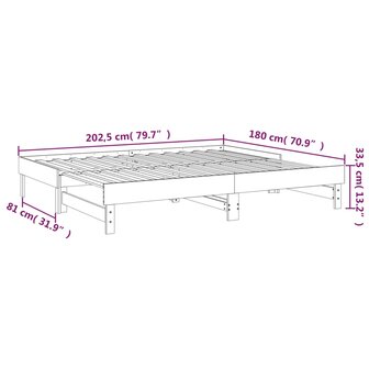 Slaapbank uitschuifbaar grenenhout honingbruin 2x(90x200) cm 8720845639075 12