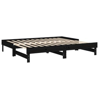 Slaapbank uitschuifbaar massief grenenhout zwart 2x(90x200) cm 8720845639082 7