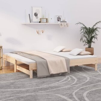 Slaapbank uitschuifbaar massief grenenhout 2x(90x190) cm 8720845639143 1