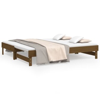 Slaapbank uitschuifbaar grenenhout honingbruin 2x(90x190) cm 8720845639174 2