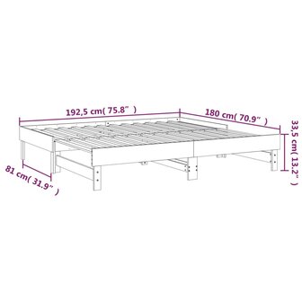 Slaapbank uitschuifbaar grenenhout honingbruin 2x(90x190) cm 8720845639174 12