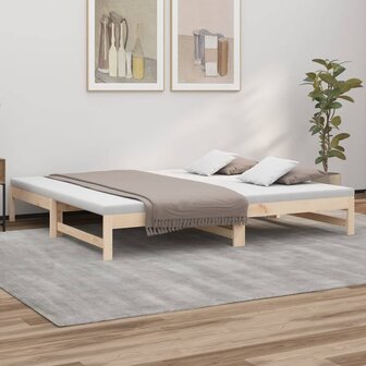 Slaapbank uitschuifbaar massief grenenhout 2x(100x200) cm 8720845639242 1