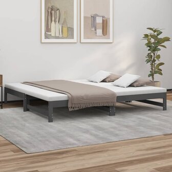 Slaapbank uitschuifbaar massief grenenhout grijs 2x(90x200) cm 8720845639310 1