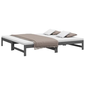 Slaapbank uitschuifbaar massief grenenhout grijs 2x(90x200) cm 8720845639310 3