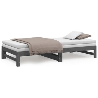 Slaapbank uitschuifbaar massief grenenhout grijs 2x(90x200) cm 8720845639310 5