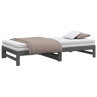 Slaapbank uitschuifbaar massief grenenhout grijs 2x(90x200) cm 8720845639310 6