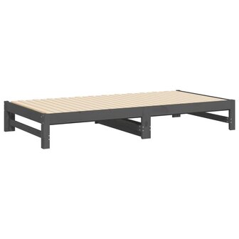 Slaapbank uitschuifbaar massief grenenhout grijs 2x(90x200) cm 8720845639310 8