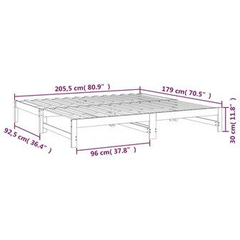 Slaapbank uitschuifbaar massief grenenhout grijs 2x(90x200) cm 8720845639310 12
