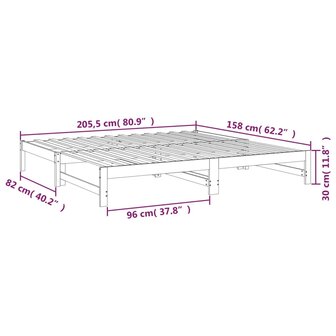 Slaapbank uitschuifbaar 2x(80x200) cm massief grenenhout 8720845639341 12