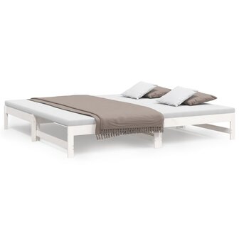 Slaapbank uitschuifbaar 2x(80x200) cm massief grenenhout wit 8720845639358 2