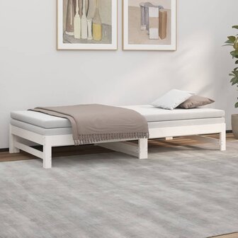Slaapbank uitschuifbaar 2x(80x200) cm massief grenenhout wit 8720845639358 4