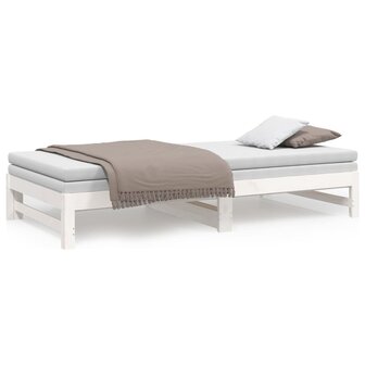 Slaapbank uitschuifbaar 2x(80x200) cm massief grenenhout wit 8720845639358 5