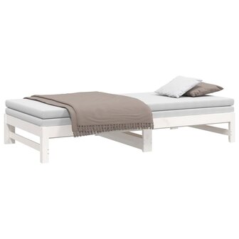 Slaapbank uitschuifbaar 2x(80x200) cm massief grenenhout wit 8720845639358 6