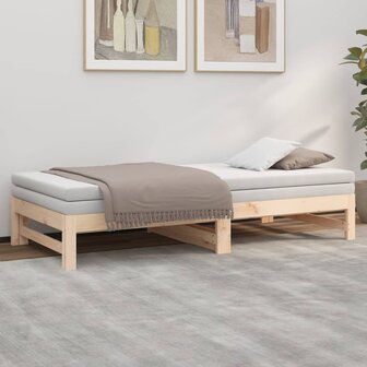 Slaapbank uitschuifbaar massief grenenhout 2x(90x190) cm 8720845639396 4