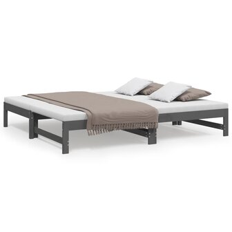 Slaapbank uitschuifbaar massief grenenhout grijs 2x(90x190) cm 8720845639419 2