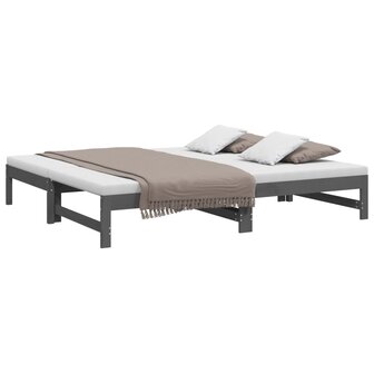 Slaapbank uitschuifbaar massief grenenhout grijs 2x(90x190) cm 8720845639419 3