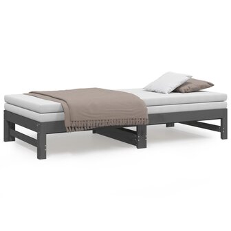 Slaapbank uitschuifbaar massief grenenhout grijs 2x(90x190) cm 8720845639419 5