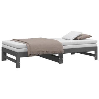 Slaapbank uitschuifbaar massief grenenhout grijs 2x(90x190) cm 8720845639419 6