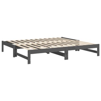 Slaapbank uitschuifbaar massief grenenhout grijs 2x(90x190) cm 8720845639419 7