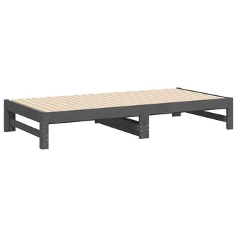 Slaapbank uitschuifbaar massief grenenhout grijs 2x(90x190) cm 8720845639419 8