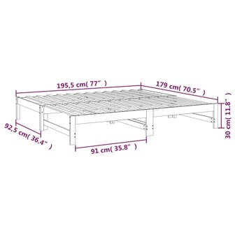 Slaapbank uitschuifbaar massief grenenhout grijs 2x(90x190) cm 8720845639419 12