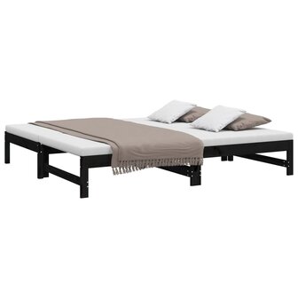 Slaapbank uitschuifbaar massief grenenhout zwart 2x(90x190) cm 8720845639433 3