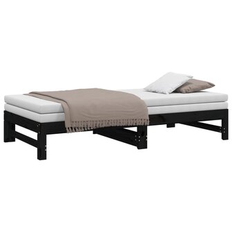 Slaapbank uitschuifbaar massief grenenhout zwart 2x(90x190) cm 8720845639433 6