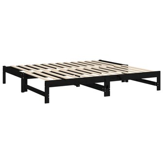 Slaapbank uitschuifbaar massief grenenhout zwart 2x(90x190) cm 8720845639433 7