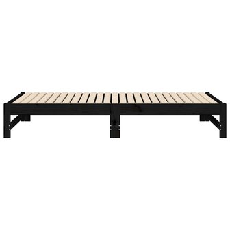 Slaapbank uitschuifbaar massief grenenhout zwart 2x(90x190) cm 8720845639433 10