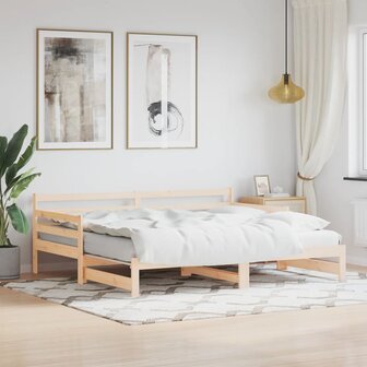 Slaapbank met onderschuifbed 90x200 cm massief grenenhout 8721012122673 1