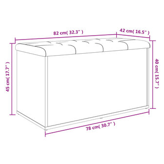 Opbergbankje 82x42x45 cm bewerkt hout gerookt eikenkleurig 8721012162549 10