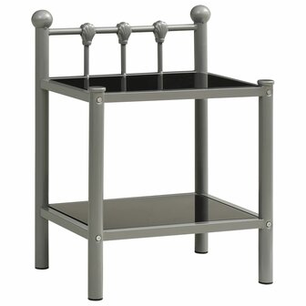 Nachtkastje 45x34,5x60,5 cm metaal en glas grijs en zwart 8720286163887 1