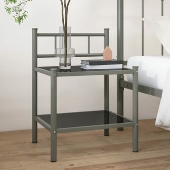 Nachtkastje 45x34,5x60,5 cm metaal en glas grijs en zwart 8720286164044 1